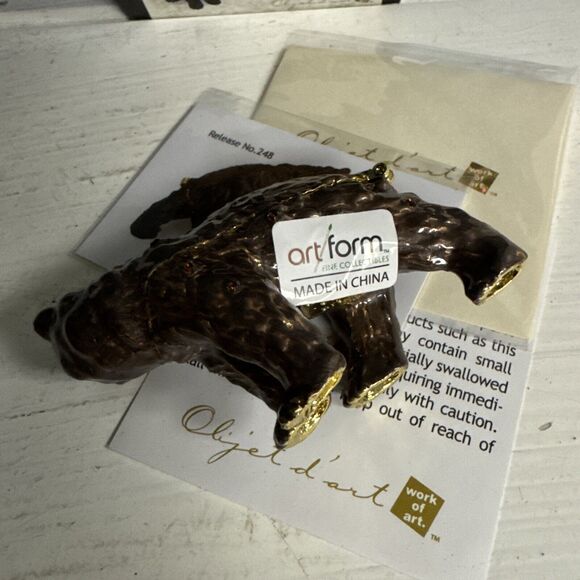 Object d'Art Fine Collectible "KODIAK” Brown Bear # 248 Trinket Pill Box NIB - Picture 3 of 5